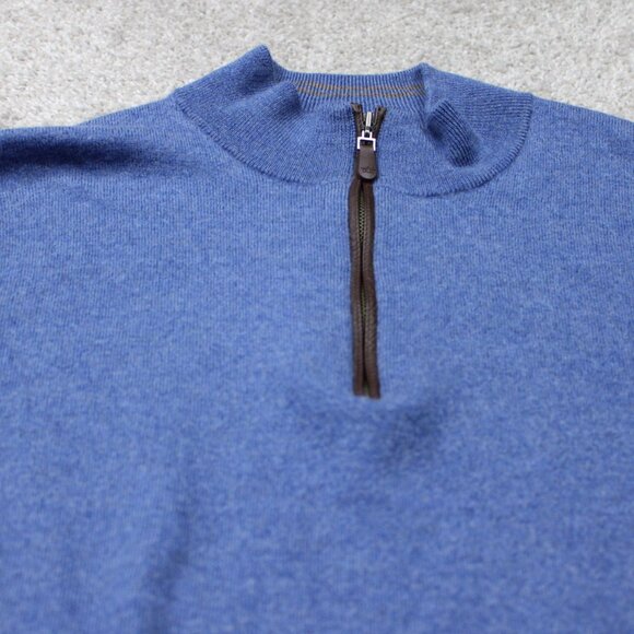 Peter Millar Sweater Men Small Blue 1/4 Zip 100% Merino Wool Pullover Sweatshirt - Picture 4 of 14